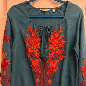 SOFT SURROUNDINGS embroidered midi dress/caftan (*M)